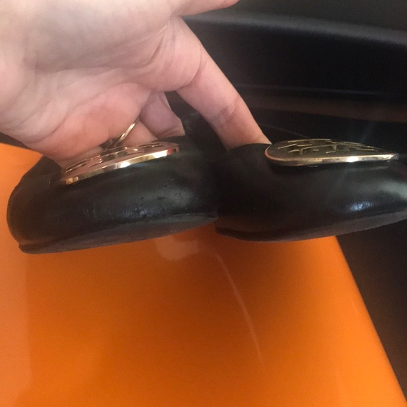 Tory Burch Reva Ballet Flats with Gold Logo - Picture 2 of 7